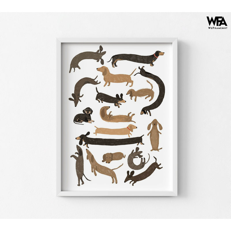 Art mural de teckel, idée de cadeaux de teckel heureux, impression d'affiche adorable teckel, décor de propriétaire de chien teckel mignon