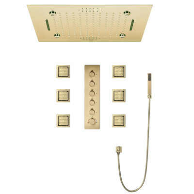 Système de douche musical à DEL à pluie tactile BathSelect avec jets de corps à jets et douche à main