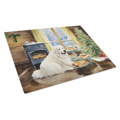 Great Pyrenees Christmas Cookies Glass Cutting Board