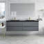 72 po X P 20 po P x 23 po Meuble-lavabo mural double H gris en ciment avec comptoir en quartz noir mat