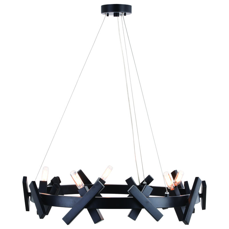 Alvisa 5 - Light Steel Dimmable Wagon Wheel Chandelier