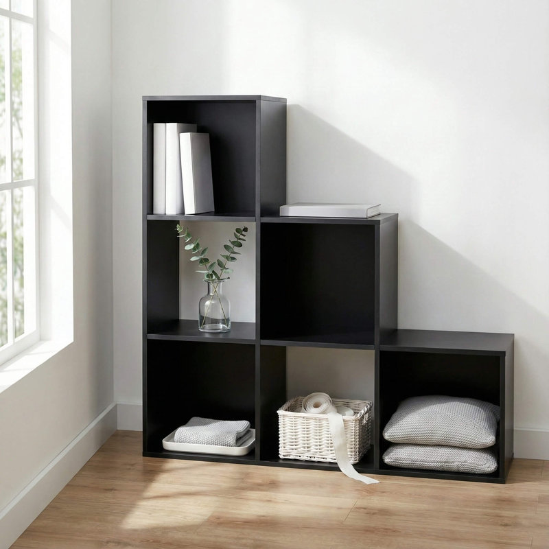 Mitsu 90cm H x 90cm W Cube Bookcase, Black
