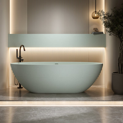 Baignoire de trempage autoportante 63 pouces turquoise, dure et résistante, baignoire non perméable à surface solide de 63 po, conception ergonomique pour un bain relaxant