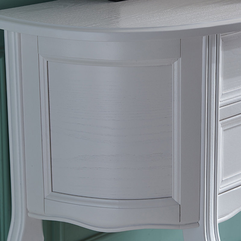 Console en bois massif en demi-cercle, H 34,65 po x l 39,37 po x P 14,17 po, Blanc