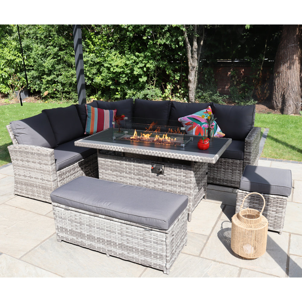 ClassicLiving Werchter Seater Corner Sofa Set with Fire-Pit