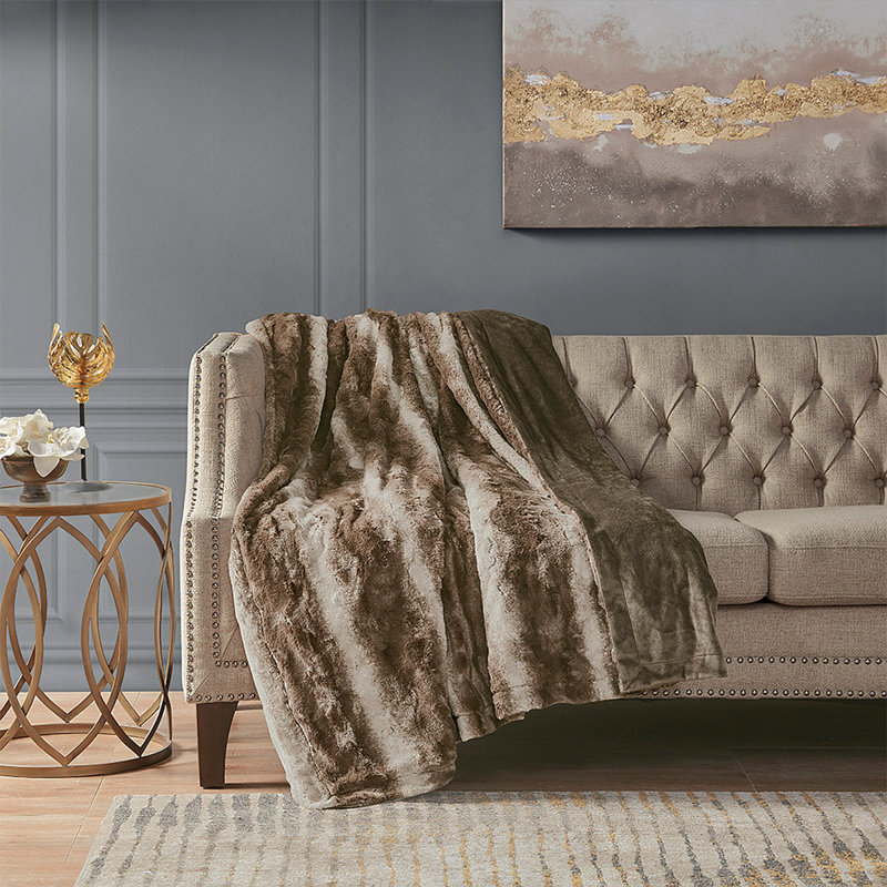 Oversized Faux Fur Throw, Brown