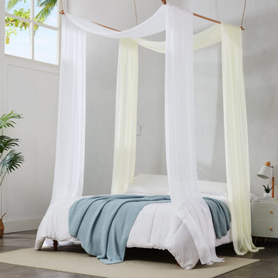 Pair of 2 Chiffon Bed Canopy Curtains in 3 Sizes. Soft Canopy Bed Curtains for Luxurious Bedroom Decor.