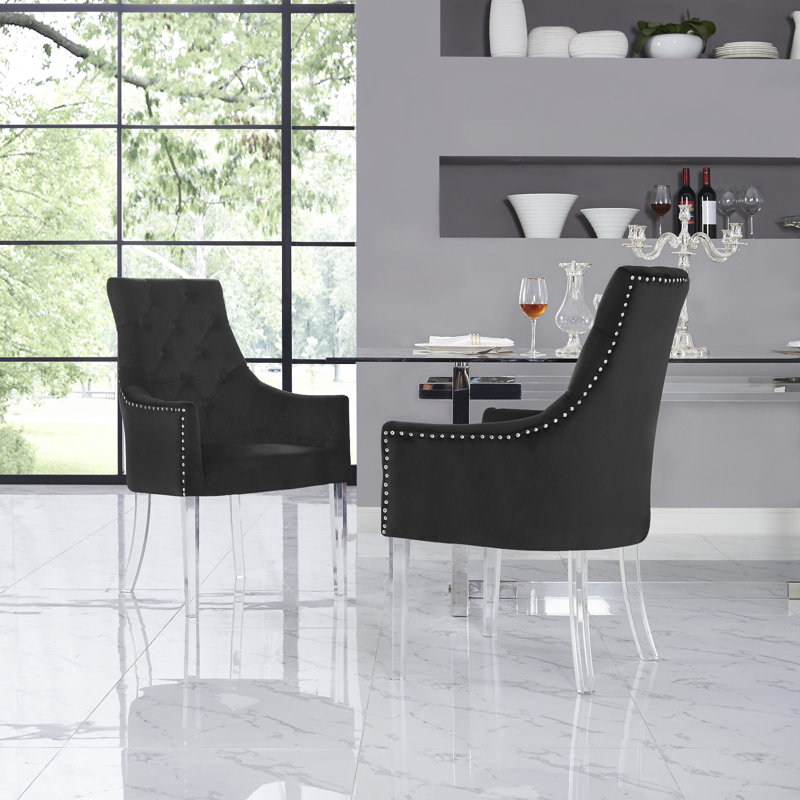 Baek Acrylic Leg Dining Chair, Velvet Black