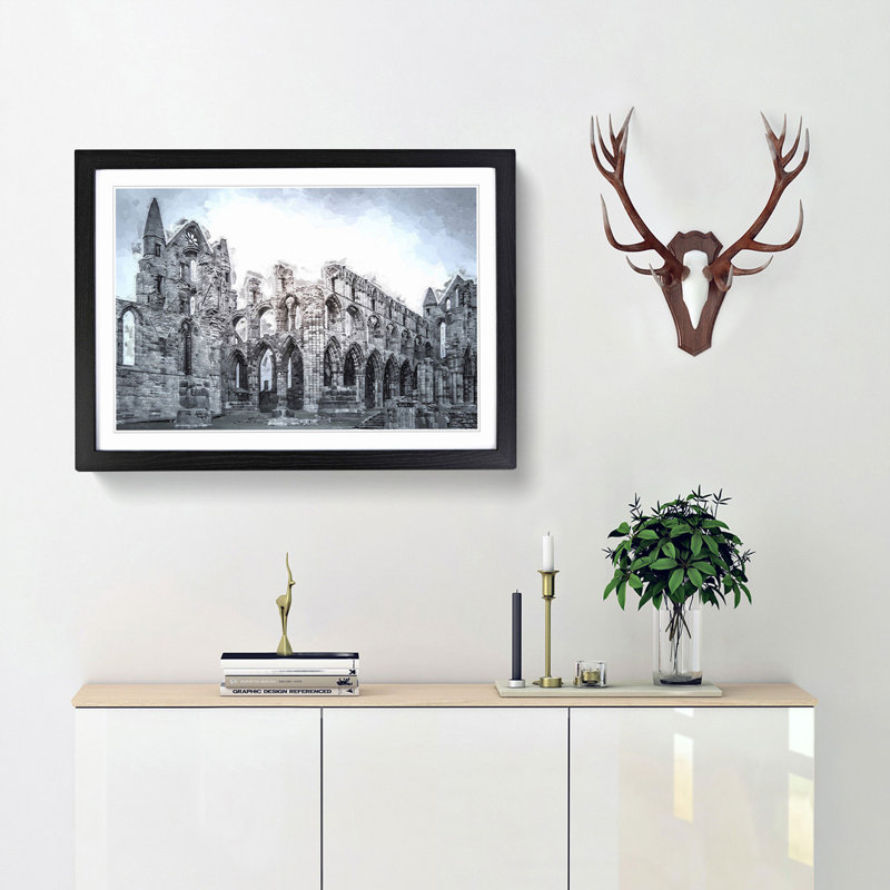Ruins of Whitby Abbey in England in Abstract - Picture Frame Photograph Print, Black, 35cm H x 50cm W x 2cm D