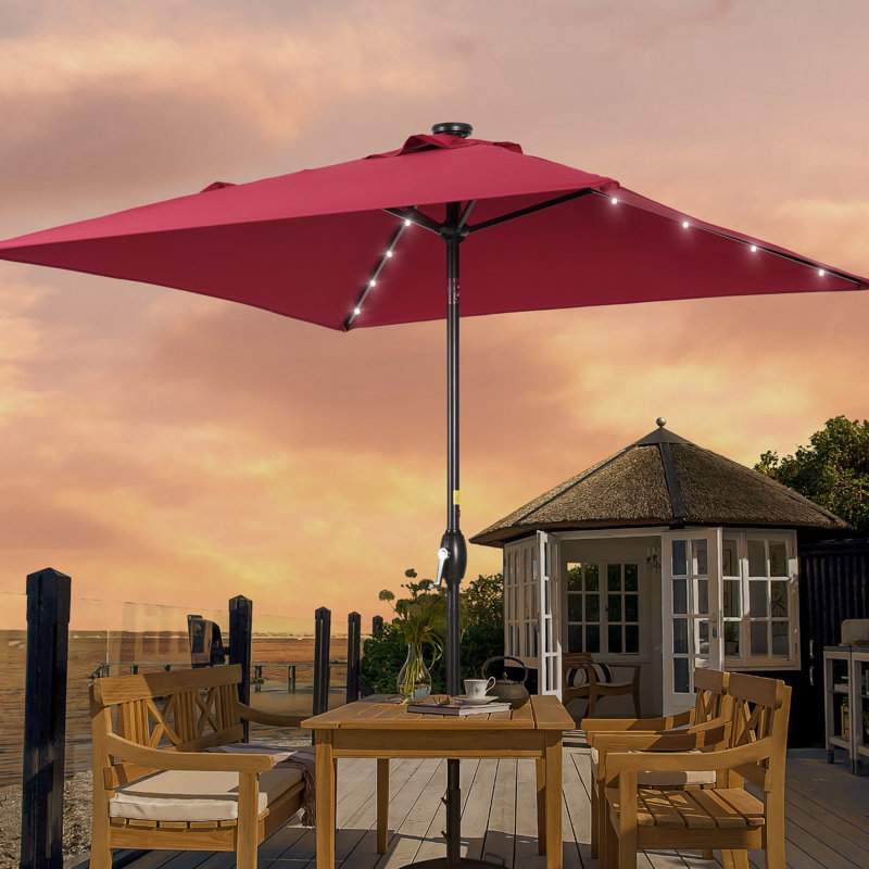 Parasol de marché carré lumineux 6,5 x 6,5 pi Salmas, Vin rouge