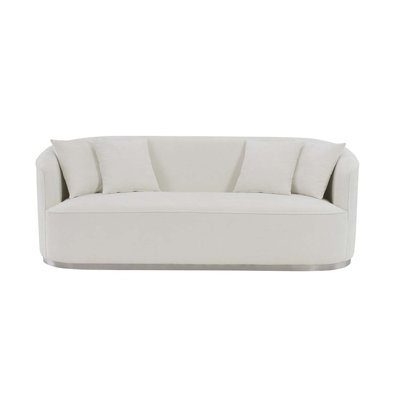 Odette 83" Sofa w/4 Pillows, Beige Chenille
