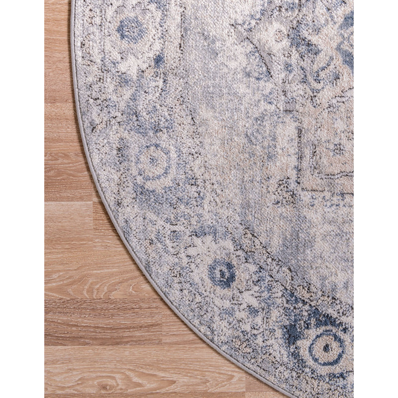 Aerilyn Ikat Indoor Rug, Round 5'