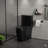 Single-unit toilet with a 1.1/1.6 GPF vortex flush, siphonic S-trap (12-inch), elongated bowl and slow-close seat, powerful dual-flush system rated at 1000g MAP, comfort-height (17-inch ADA) chair seat, in a matte black finish.-124208946
