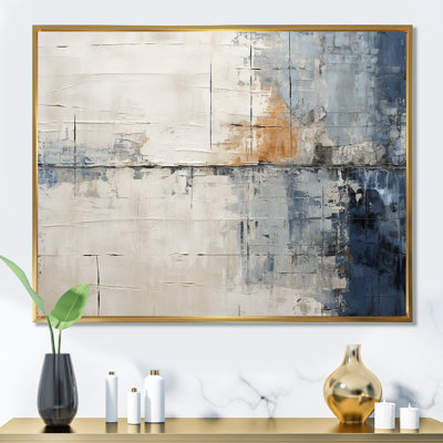 Abstract Blue Beige Road Collage II - Abstract Collages Wall Art