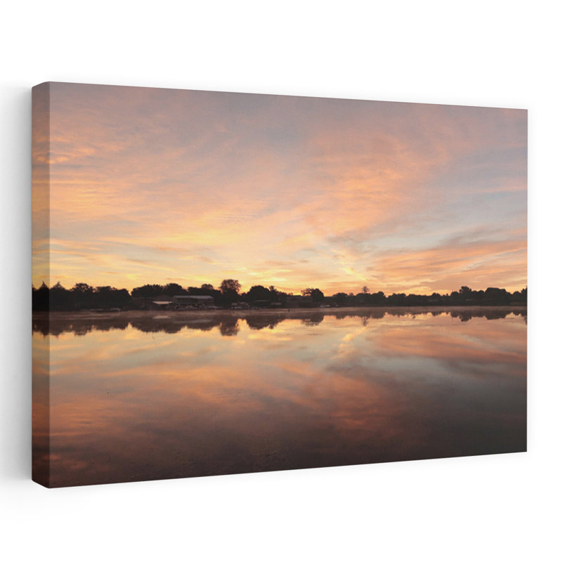 Bayside Reflections, art abstrait de paysage côtier, H 16 po x l 24 po