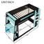 Lit simple superposé en bois avec bureau, deux tablettes de rangement, charge USB et lumière DEL, noir et bleu-668938388-668938376