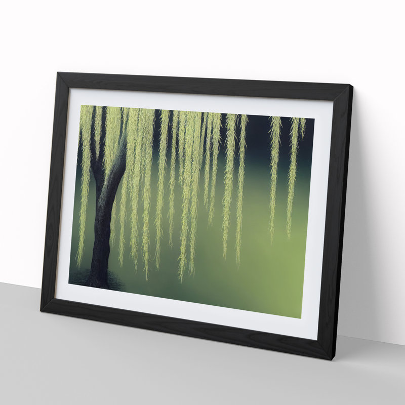 Bold Weeping Willow Tree - Single Picture Frame Print, Black Framed, 46cm H x 64cm W x 2cm D