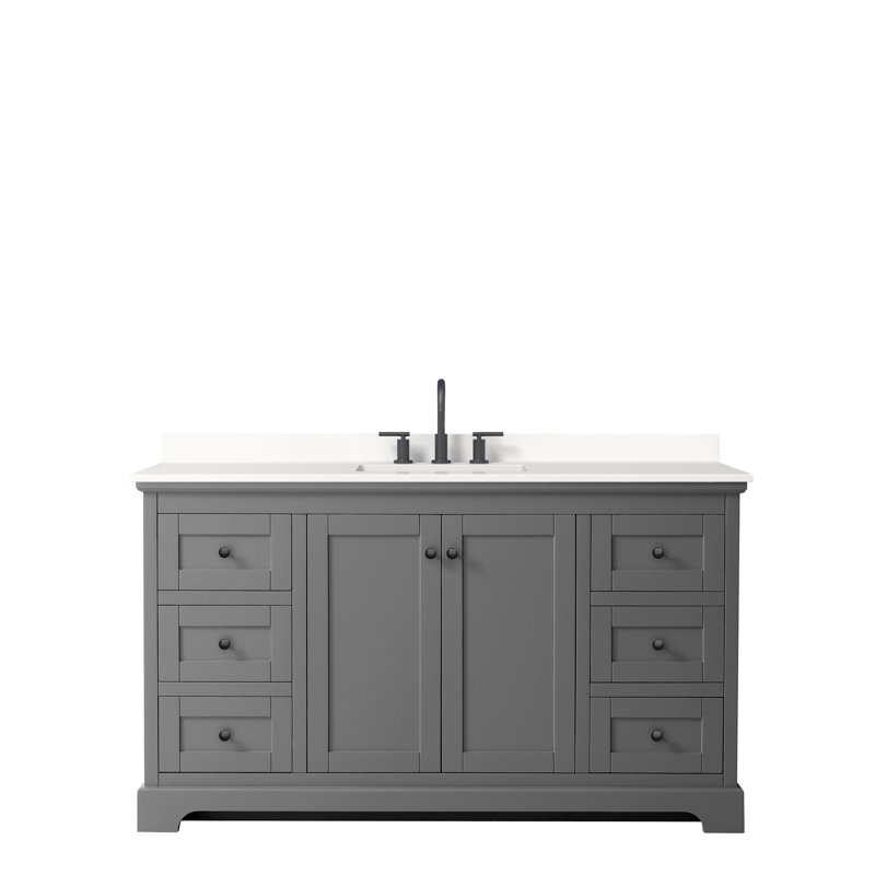 Avery 60'' White Single Bathroom Vanity with Marble Top