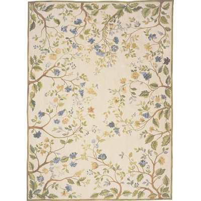 Tapis ivoire noué à la main de haute qualité