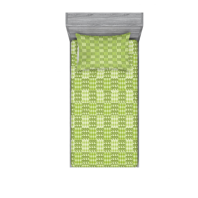 Microfiber Patchwork Sheet Set, Twin XL Sheet Set with Fitted Sheet