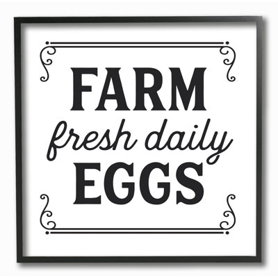 «Farm Fresh Daily Eggs», reproduction d'art textuel sur toile