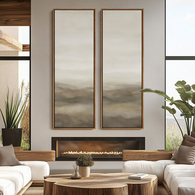 Vintage Landscape Wall Art - 20x60 inches Framed Canvas Set of 2