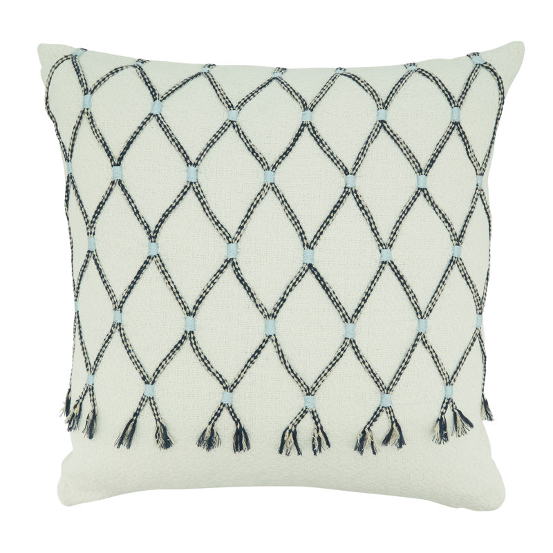 Euro Cotton Cord Appliqué Design Throw Pillow Cover
