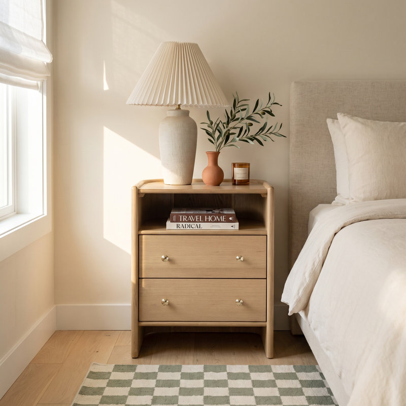 Mallory 2-Drawer Rounded Back 21" Nightstand