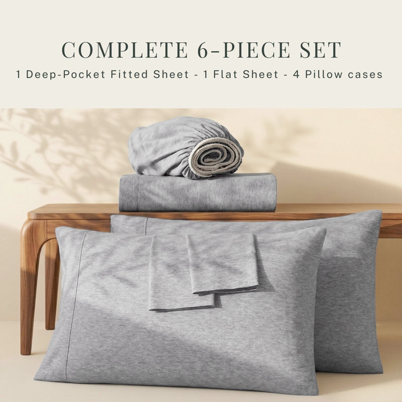 Ensemble de draps en micro-fibre, Drap-housse de taille simple, Gris chambray