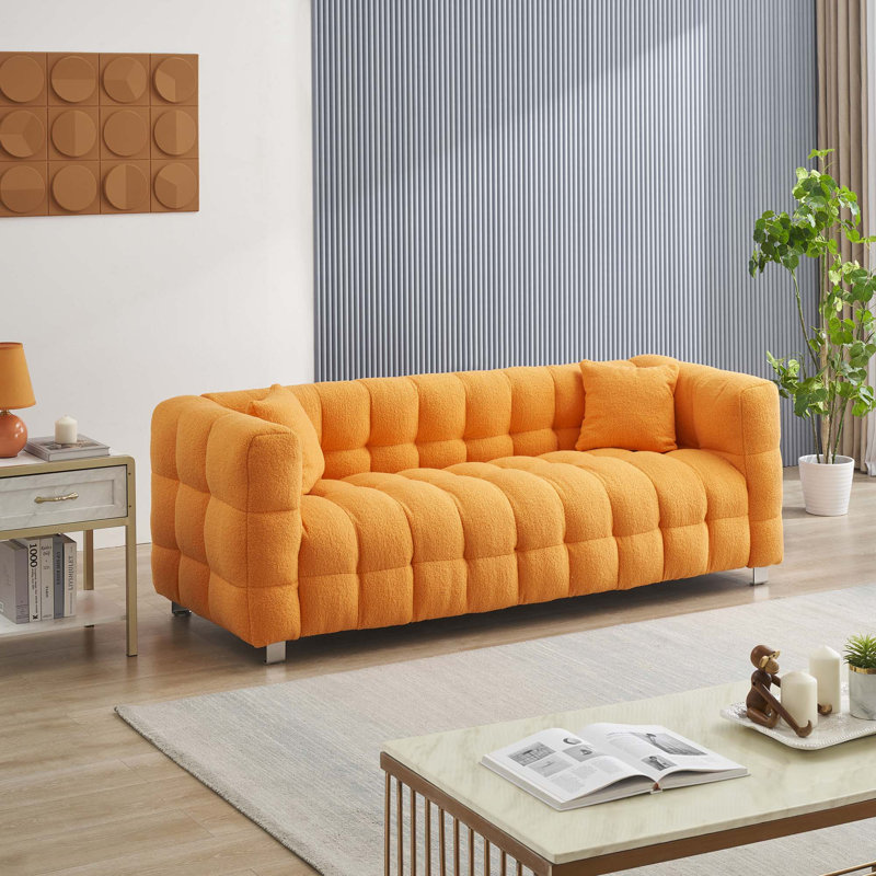 80" Teddy Fleece Sofa, Orange