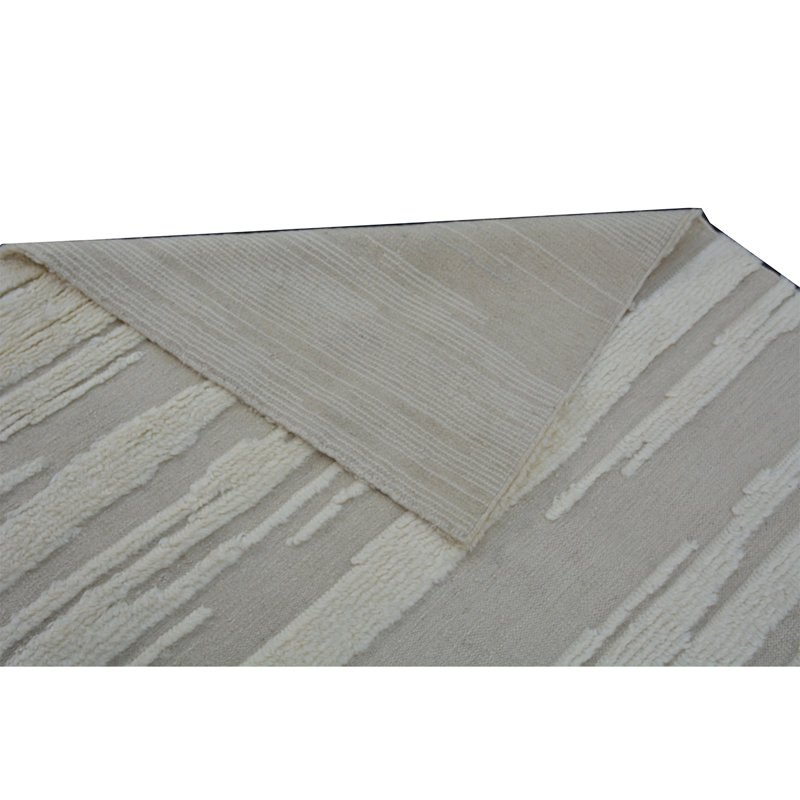 Wool Abstract Area Rug in Ivory, Rectangle 8' x 10'