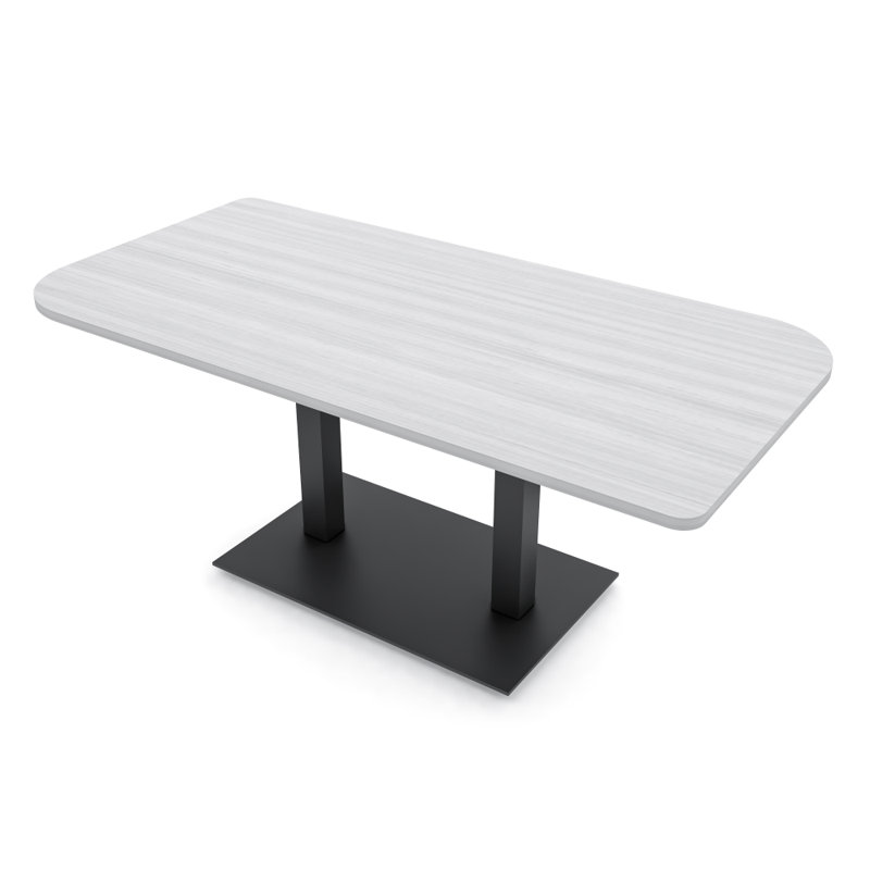 Table de conférence Ogren Duo, L 72 po x l 36 po, Cyprès blanc, Noir mat
