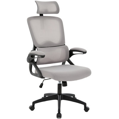 Fauteuil de bureau ergonomique en filet d'une capacité de 400 lb, appui-tête réglable et chaise de bureau de soutien lombaire avec accoudoirs rabattables