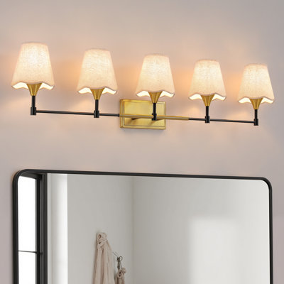 44" 5-Light Dimmable Vanity Light with Linen Shades