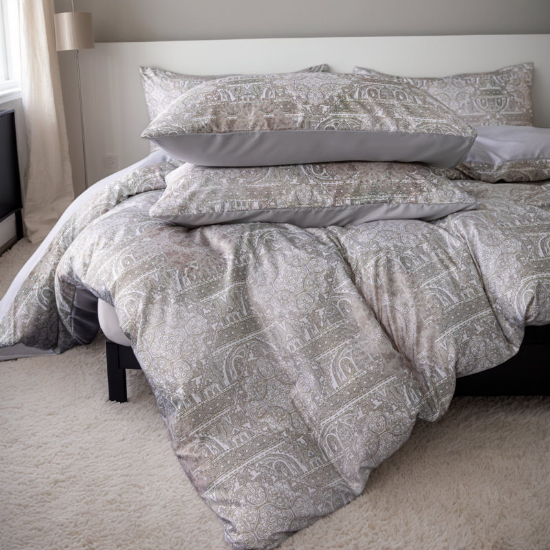 Dailynap Retro brown Jacquard Printed Bedding Set, King Duvet Cover + 2 Pillowcases