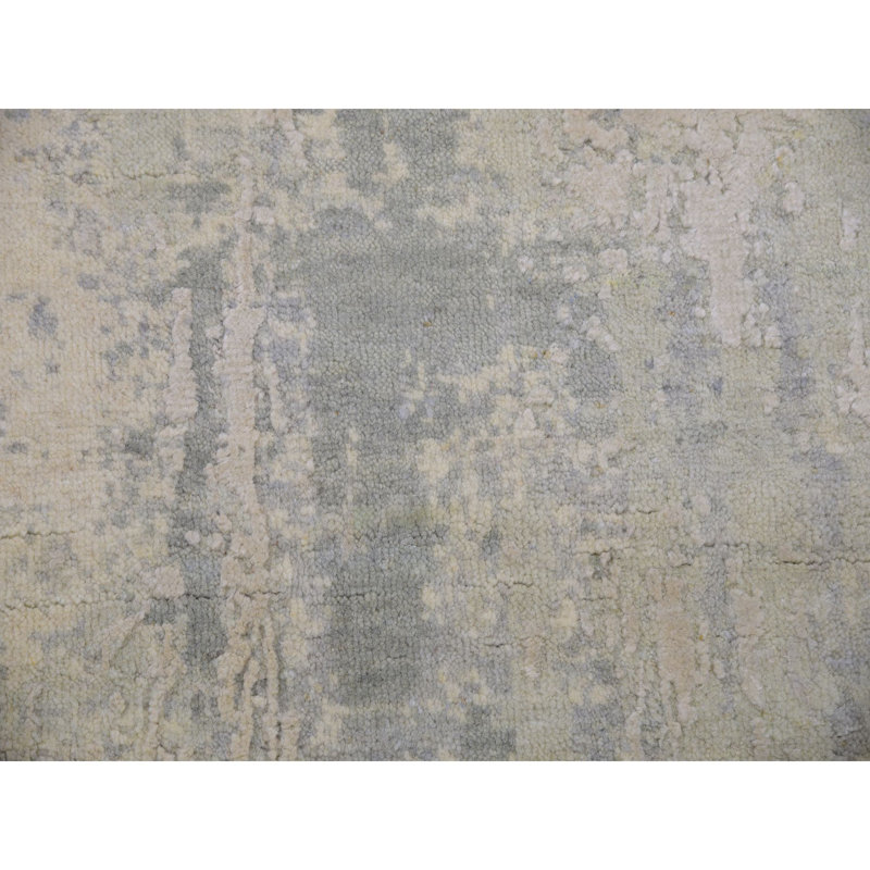 Tapis carré gris en laine et en soie noué à la main 8 pi x 8 pi E04E9CDB20E84A109FA6CEB28E72B16E