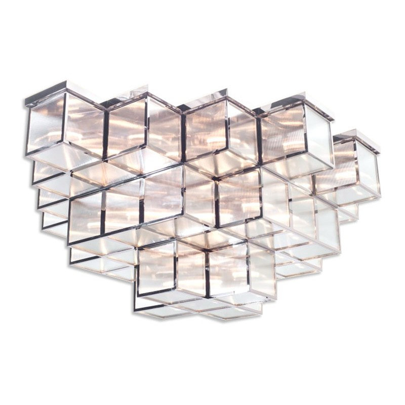 Lustre encastré en verre Corbin, 48" Length x 26" Width x 12" Height, Couleurs mélangées, Acier inoxydable poli