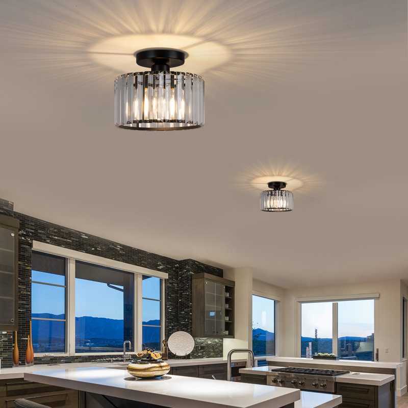 Lilyanka Crystal Semi Flush Mount, Black