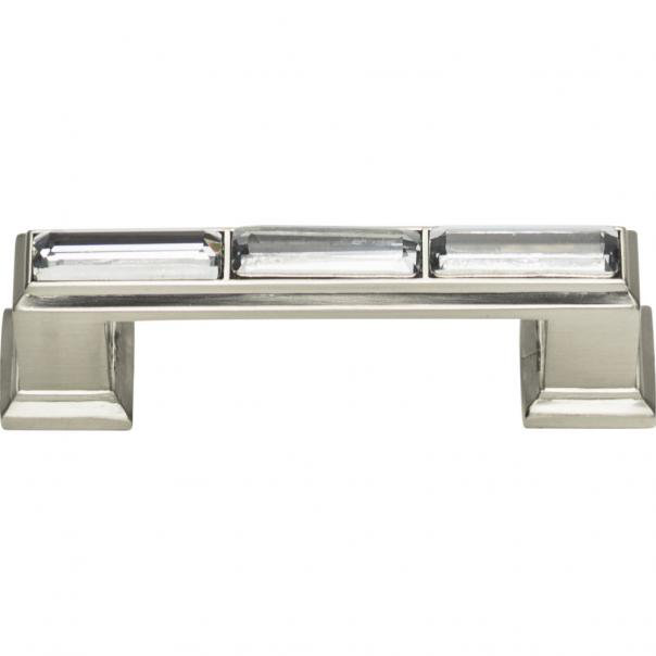 Brushed Nickel Crystal Bar Pull with Mounting Hardware