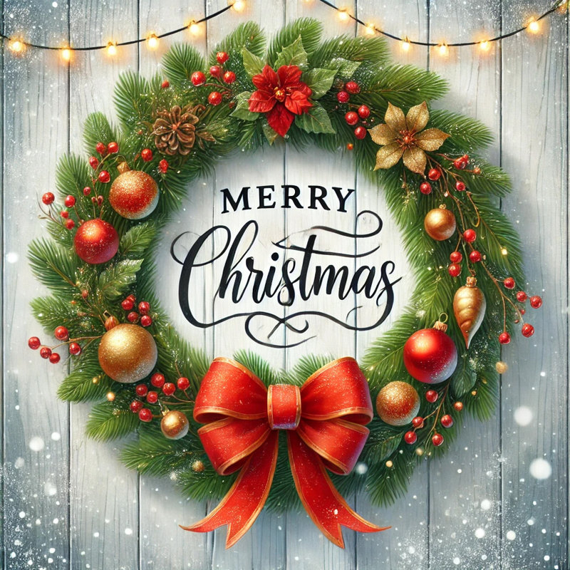 «Festive Holiday Wreath», impression sur toile, H 12 po x l 12 po x P 1 po