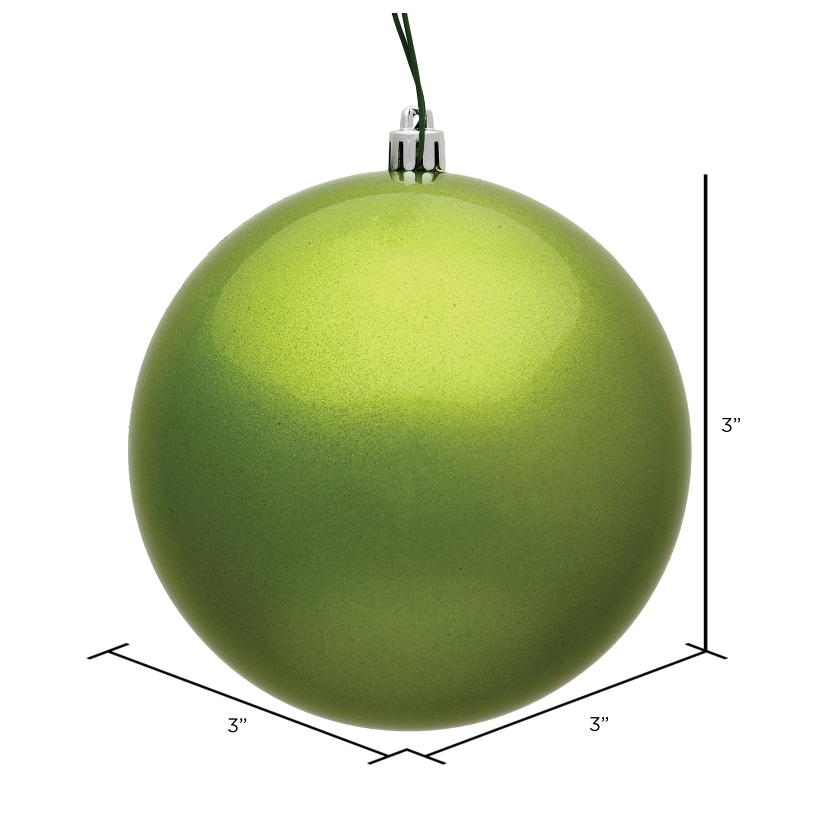 Holiday Décor Ball Ornament, 3" H x 3" W x 3" D, Lime