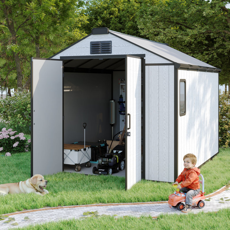 8 FT.W x 10 FT.D Outdoor Resin Storage Shed with Floor, Large Tool Sheds