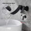 Robinet de lavabo de salle de bain mural en laiton noir mat avec bec cascade