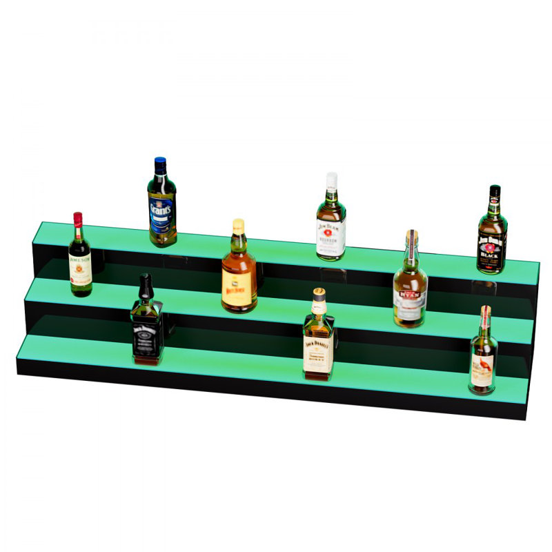 LED Lighted Liquor Bottle Display Bar Shelf RF & App Control 48" 3-Step