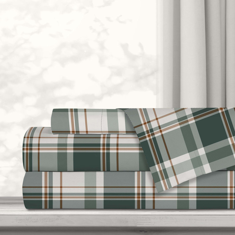 Safdie & Co. Inc. Polyester Plaid Sheet Set, King Sheet Set with Fitted Sheet and 2 Pillowcases