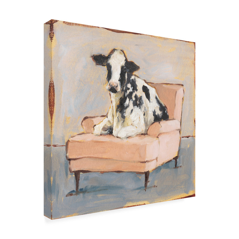 «Moo-ving In II» par Ethan Harper - reproduction d'art sur toile tendue, H 14 po x l 14 po x P 2 po
