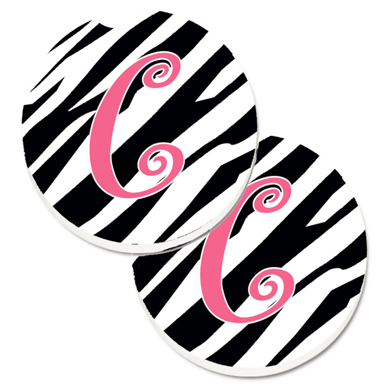 Sous-verre à cogramme initial de q tiger, C, Noir / Rose
