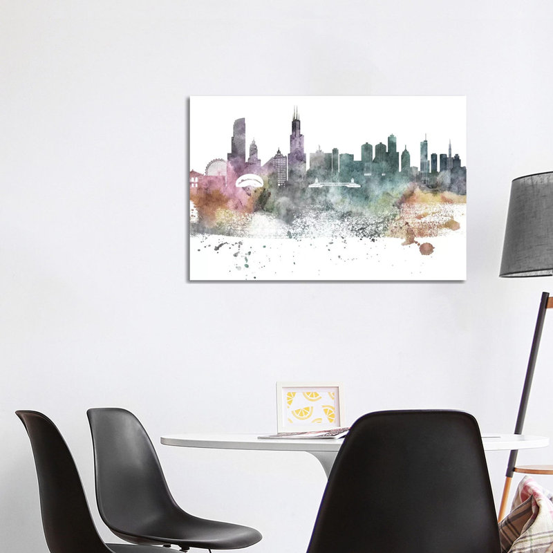 Philadelphia Pastel Skylines, H 26 po x l 40 po x P 1,5 po, Chicago
