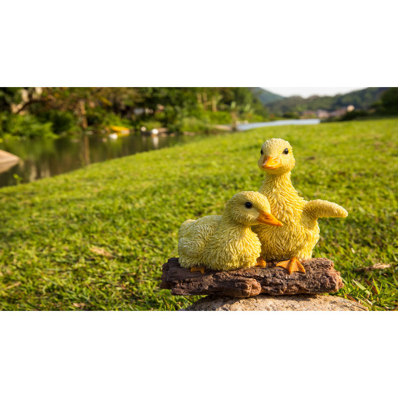 Statue de jardin 1 pièce Playful Ducklings, Noir