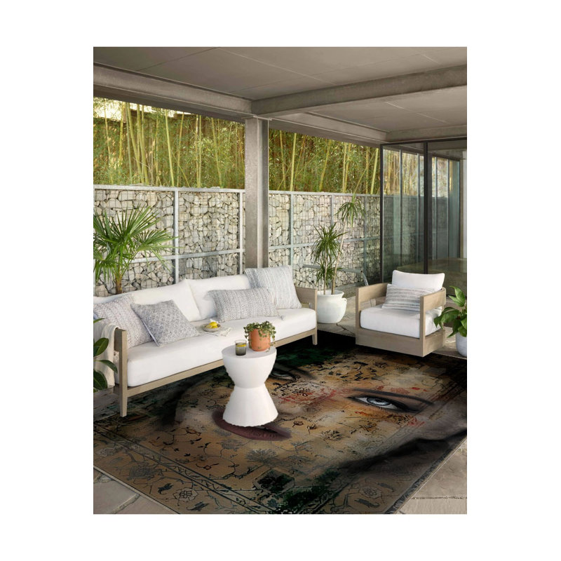 Tapis lavable multicolore, Carré 3 pi 3 po